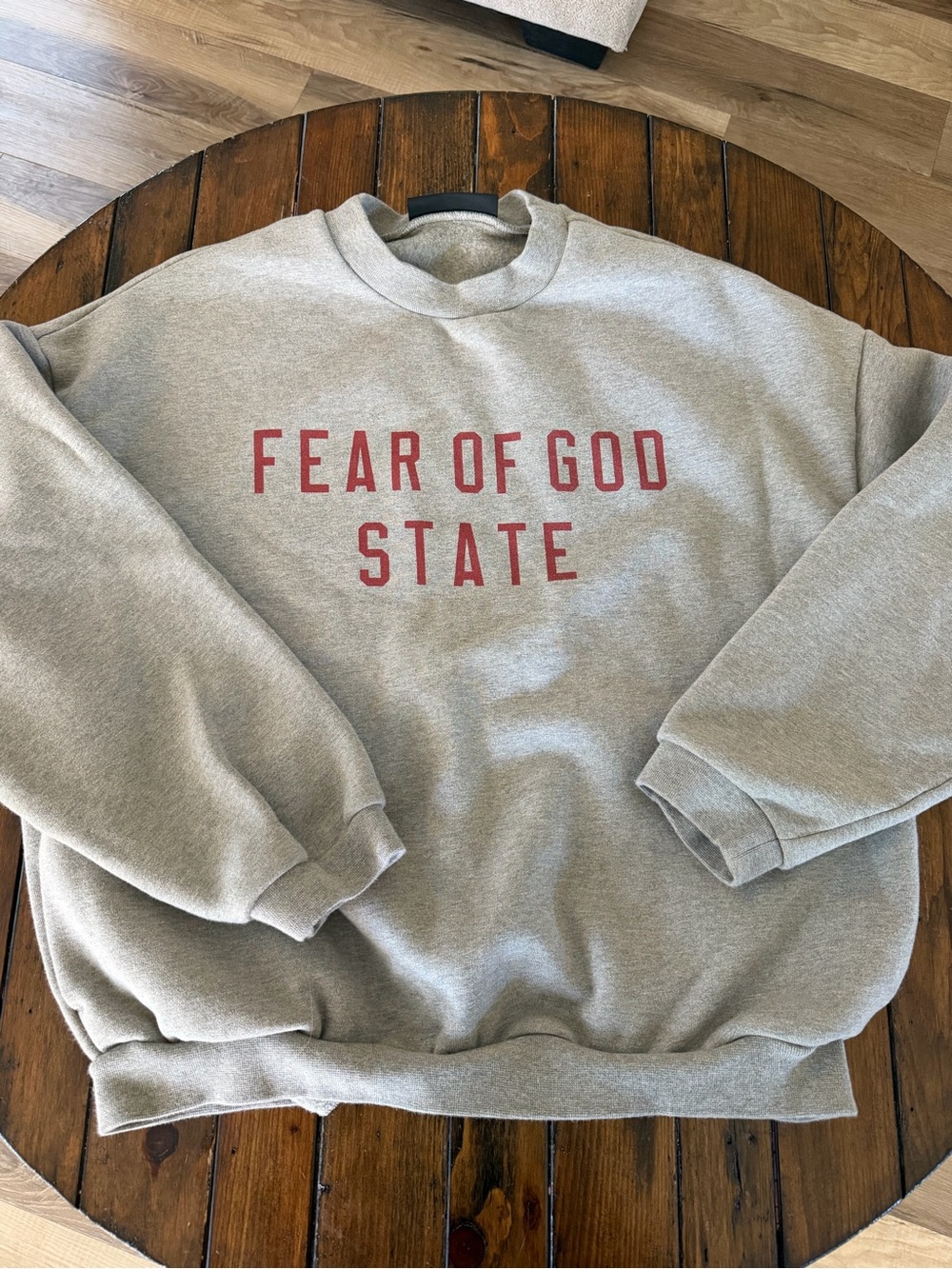 Fear of God ESSENTIALS State Oversized Crewneck Sweatshirt Gray Red S
